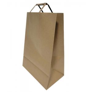 Brown kraft paper bag with flat paper handle