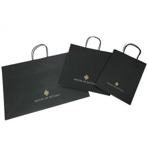 Black dyed color paper bag with twisted paper handle