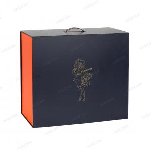 Foldable box with plastic handle